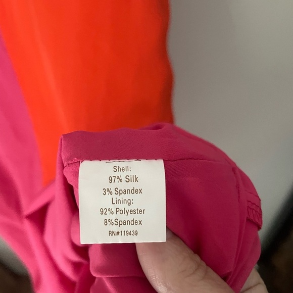Julie Brown New York Vibrant Pink and Orange Silk Mini Dress Size 8 - Picture 7 of 9